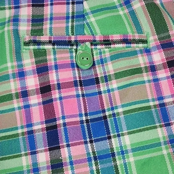 Lady Hagen Women Golf Shorts Size 4 Preppy Plaid Bright Green Pink Blue - Picture 5 of 14